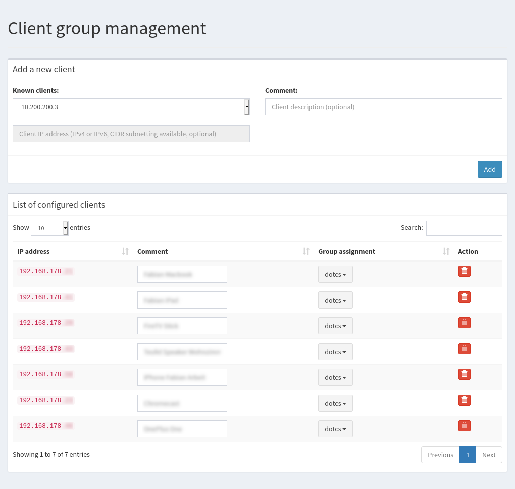 Pi-hole Admin: Device management